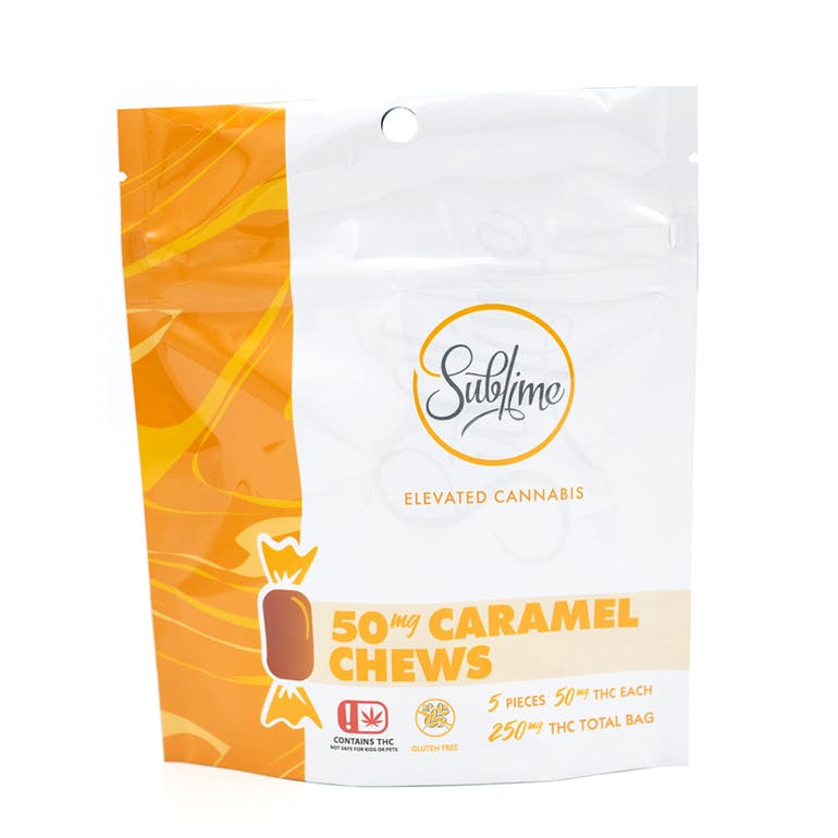 Sublime Caramel Chew 50mg THC 5pack Canadian Cannabis Store Online Cannabis Store